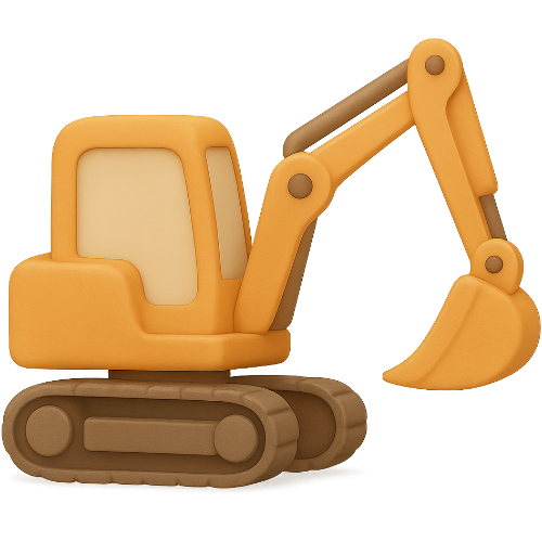 Henkilökohtainen lasten­kirja täynnä rakennuskoneiden taikaa